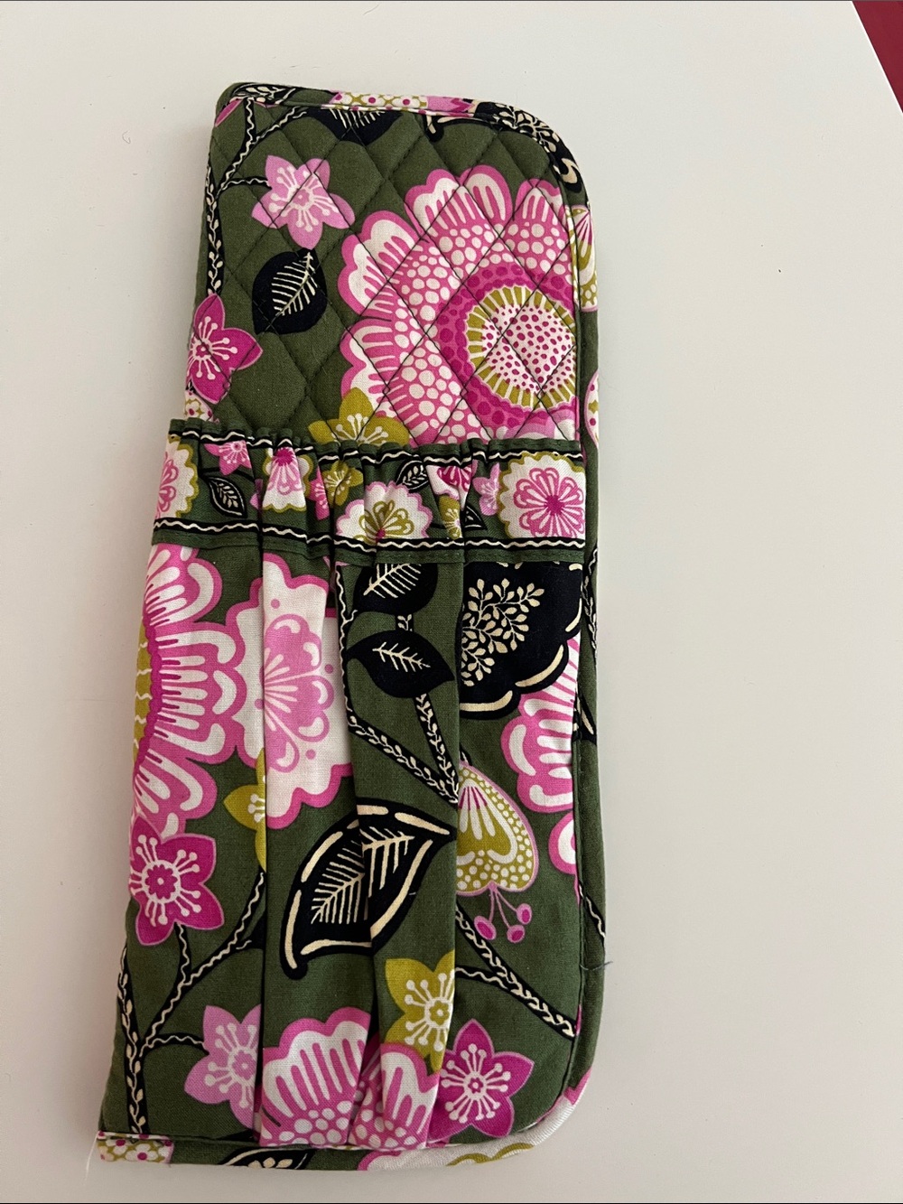 Vera Bradley Floral Olive Green and Pink Curling/Flatiron Heat Protected Holder.